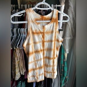 Everlane Orange and White Tie-Dye Tank Top